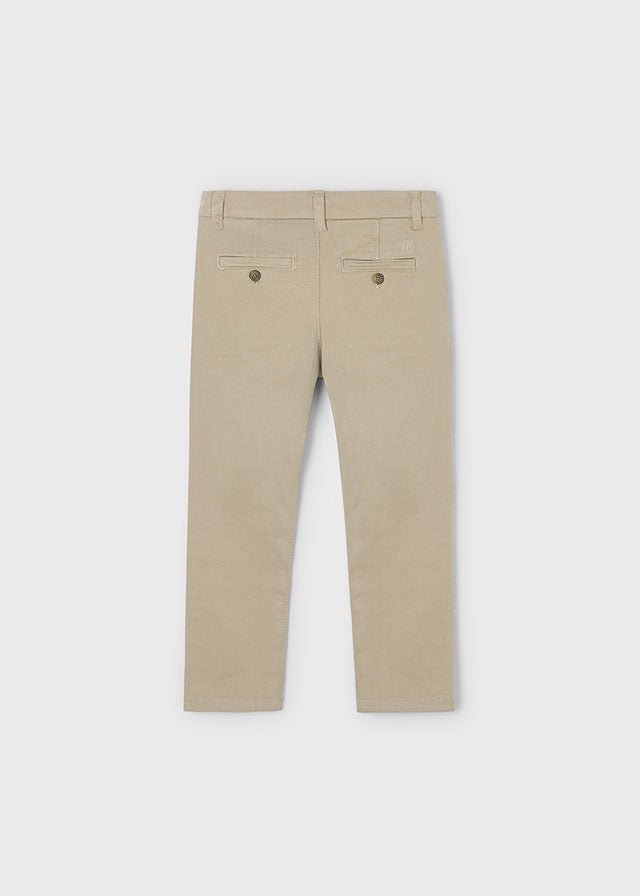 Boys Beige Cotton Stretch Basic Trousers