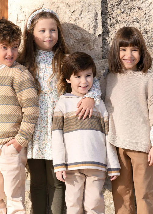 Boys Beige Hooded Sweatshirt