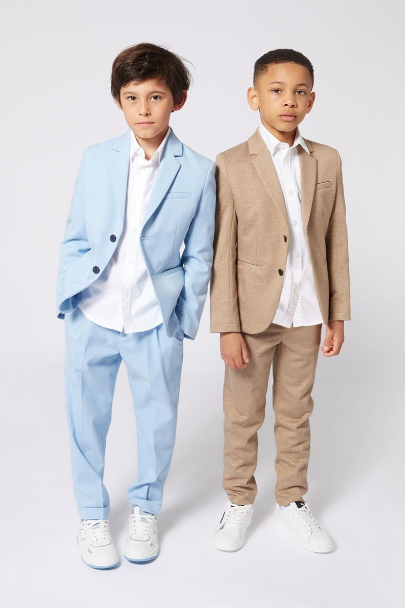 Boys Beige Jacket & Trousers Set