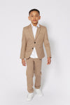 Boys Beige Jacket & Trousers Set