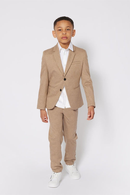 Boys Beige Jacket & Trousers Set