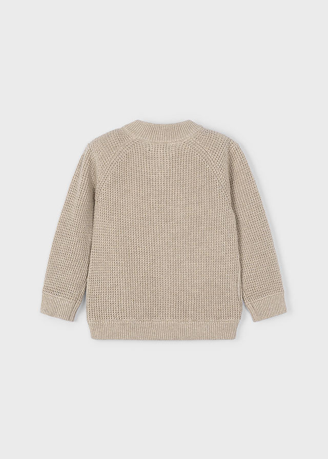 Boys Beige Knit Zip Jumper