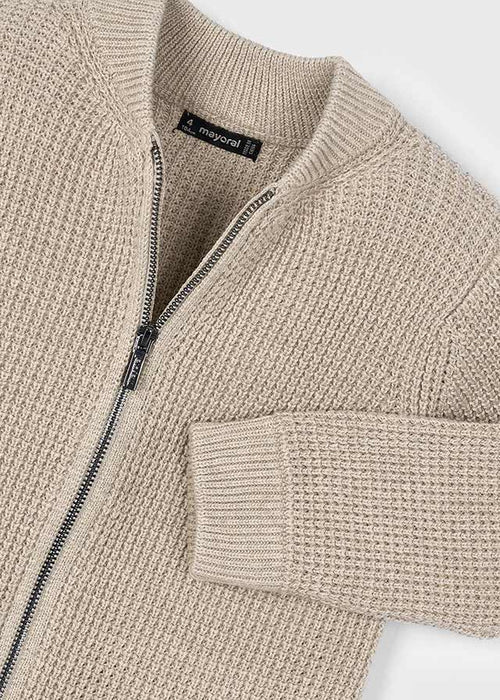 Boys Beige Knit Zip Jumper