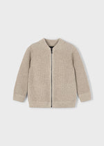 Boys Beige Knit Zip Jumper