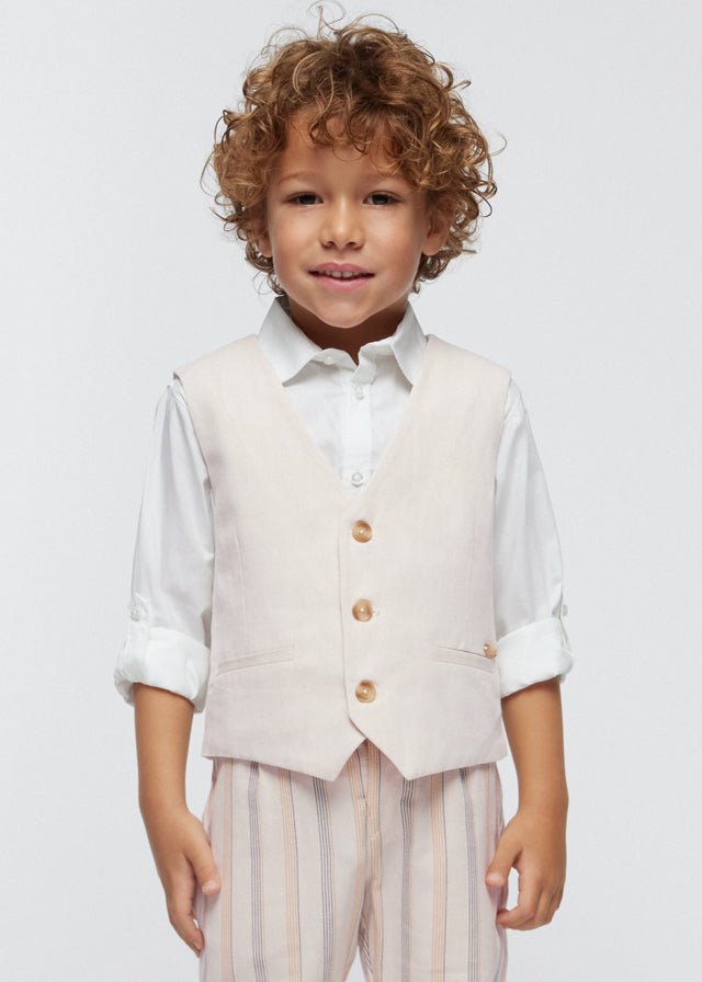 Boy's Beige Linen Blend Waistcoat Mayoral ( Match - D )