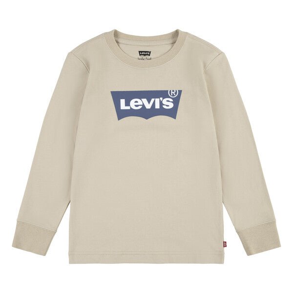 Boy's Beige Long - Sleeve Batwing Logo T-Shirt