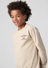 Boys Beige Long Sleeve Top With Legendary Logo