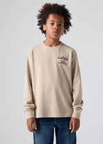Boys Beige Long Sleeve Top With Legendary Logo