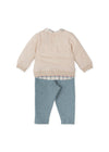 Boys Beige Shield Sweatshirt & Blue Trousers Set