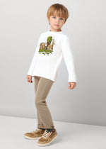 Boys' Beige Slim Fit Corduroy Trousers