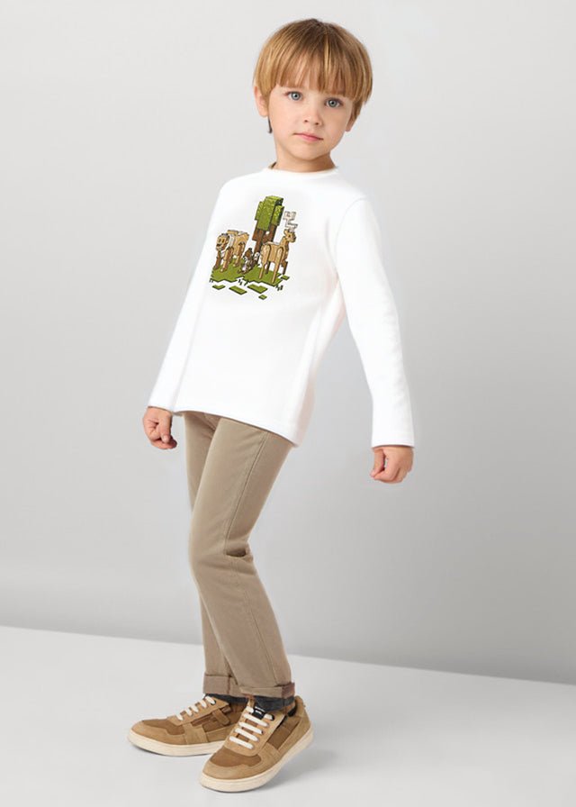 Boys' Beige Slim Fit Corduroy Trousers