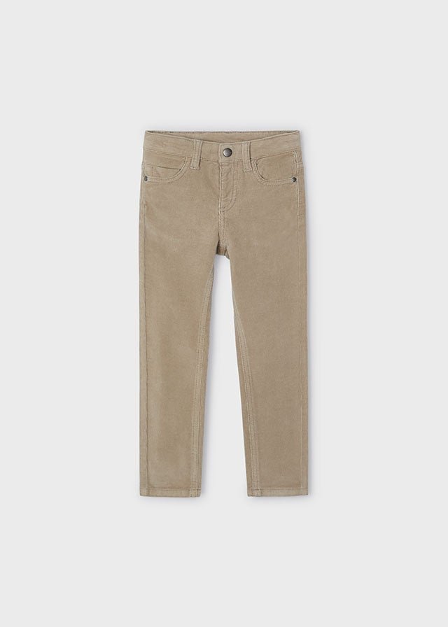 Boys' Beige Slim Fit Corduroy Trousers