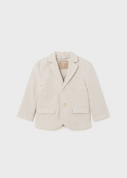 Boys Beige Striped Cotton & Linen Blazer Mayoral ( Match - C )