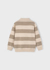 Boys Beige Striped Knit Polo Jumper