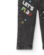 Boys' Black "Let's Play" Denim Trousers (Tuc Tuc)