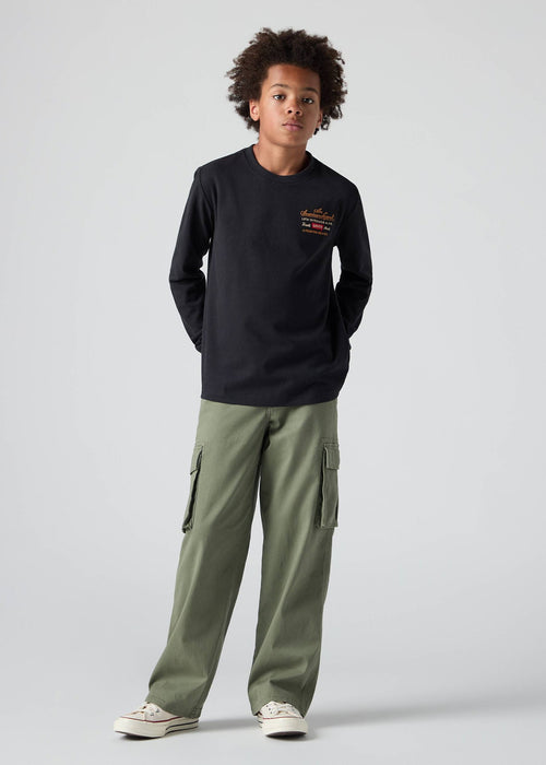 Boys Black Long Sleeve 'Legendary' Logo T-Shirt