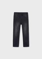 Boys Black Washed Slim Fit Denim Trousers