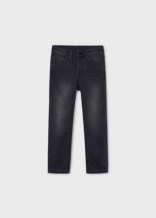 Boys Black Washed Slim Fit Denim Trousers