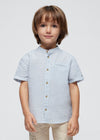 Boys Blue Checked Cotton & Linen Shirt