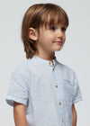 Boys Blue Checked Cotton & Linen Shirt