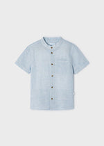 Boys Blue Checked Cotton & Linen Shirt