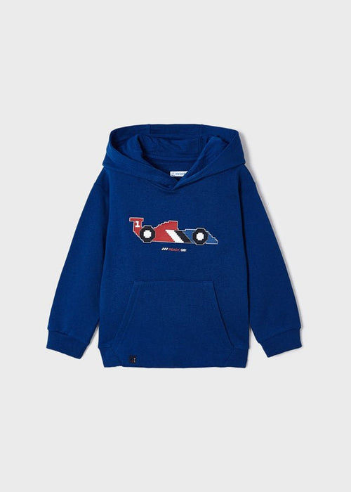 Boys Blue Cotton Racing Car Hoodie