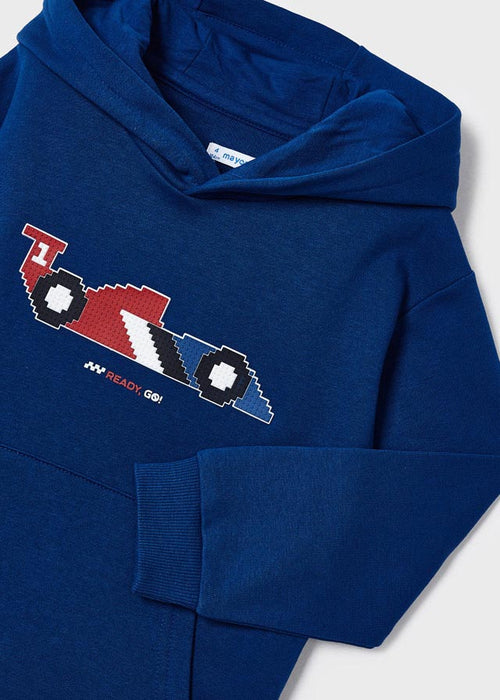 Boys Blue Cotton Racing Car Hoodie