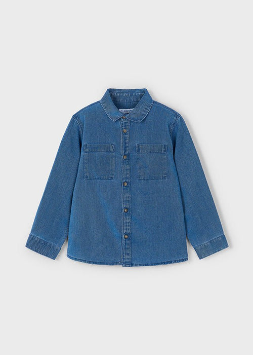 Boys Blue Denim Long Sleeve Shirt