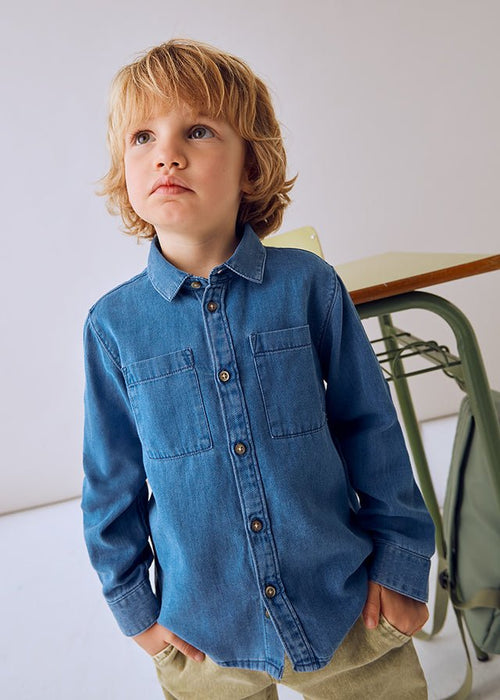 Boys Blue Denim Long Sleeve Shirt