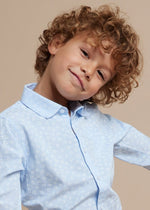 Boys Blue Floral Print Cotton Shirt