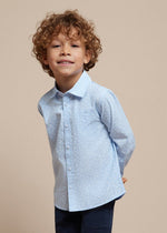 Boys Blue Floral Print Cotton Shirt