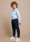 Boys Blue Floral Print Cotton Shirt