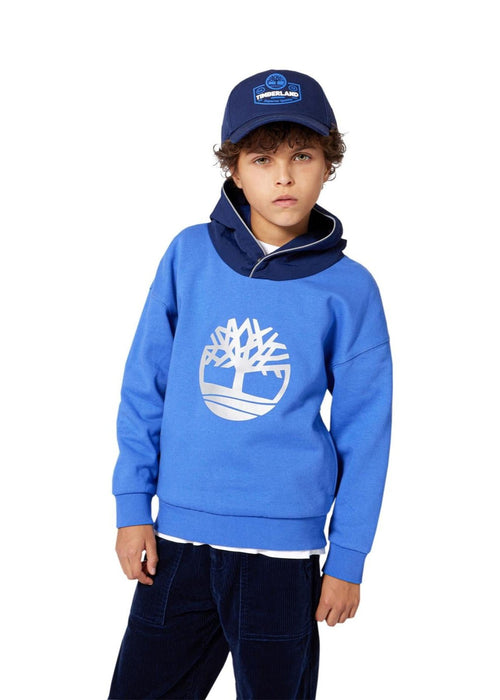 Boys Blue Hoodie With Ripstop Hood