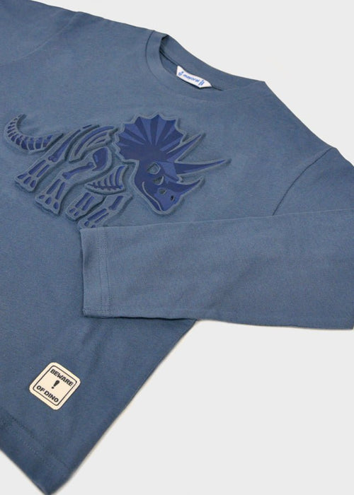 Boys Blue Long - Sleeve Dinosaur T-Shirt