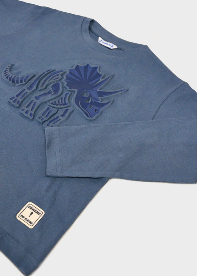 Boys Blue Long - Sleeve Dinosaur T-Shirt
