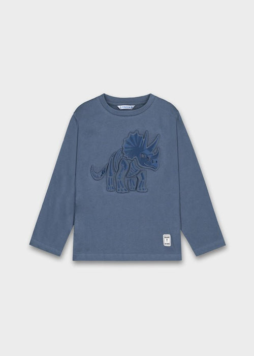 Boys Blue Long - Sleeve Dinosaur T-Shirt