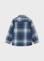 Boys Blue Ombre Check Cotton Shirt