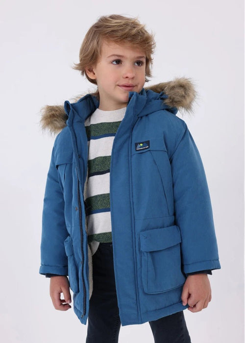 Boys Blue Parka Coat