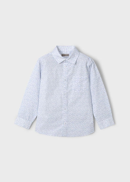 Boys Blue Printed Long - Sleeve Shirt