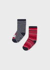 Boys Blue & Red Cotton Non Slip Socks (2 Pack) (mayoral)