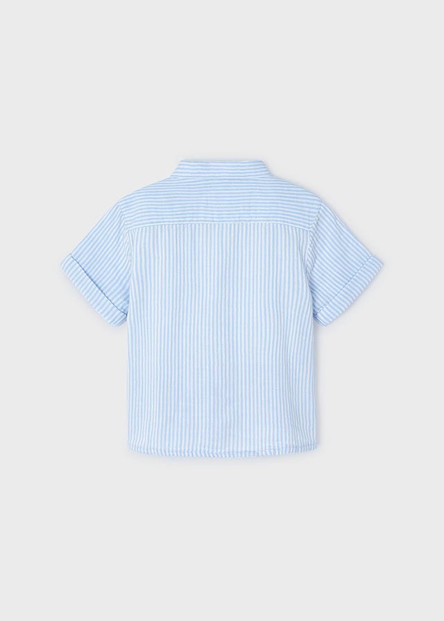 Boys Blue Striped Cotton Shirt