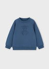 Boys Blue Sweatshirt with Embossed Bike Design