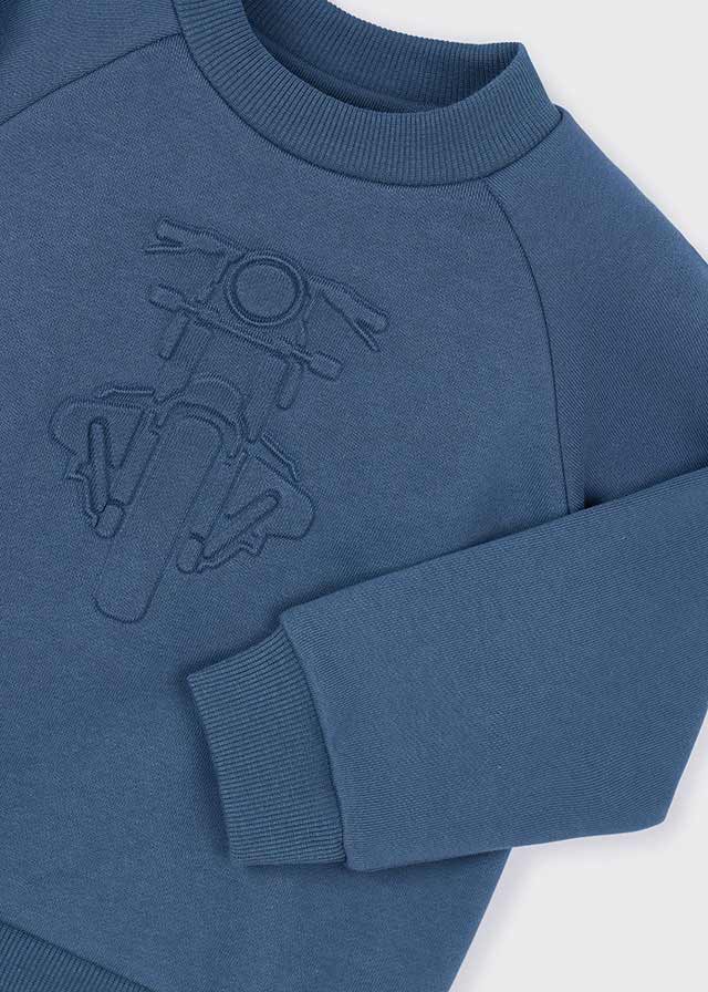 Boys Blue Sweatshirt with Embossed Bike Design