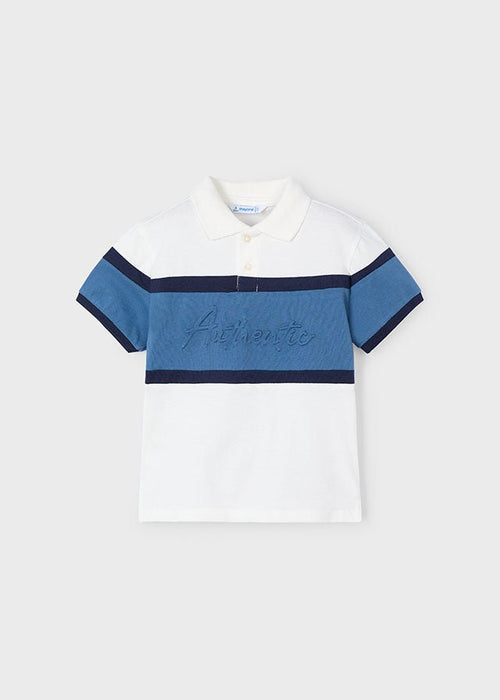 Boys Blue & White Striped Polo Shirt