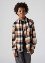 Boys Brown & Black Buffalo Check Flannel Shirt