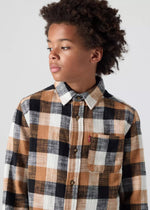Boys Brown & Black Buffalo Check Flannel Shirt