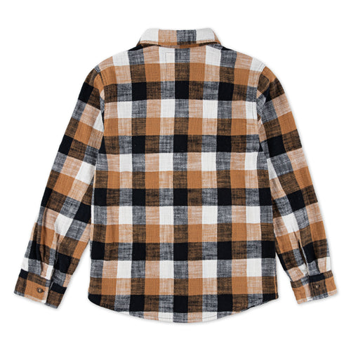 Boys Brown & Black Buffalo Check Flannel Shirt