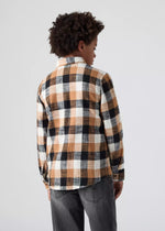 Boys Brown & Black Buffalo Check Flannel Shirt