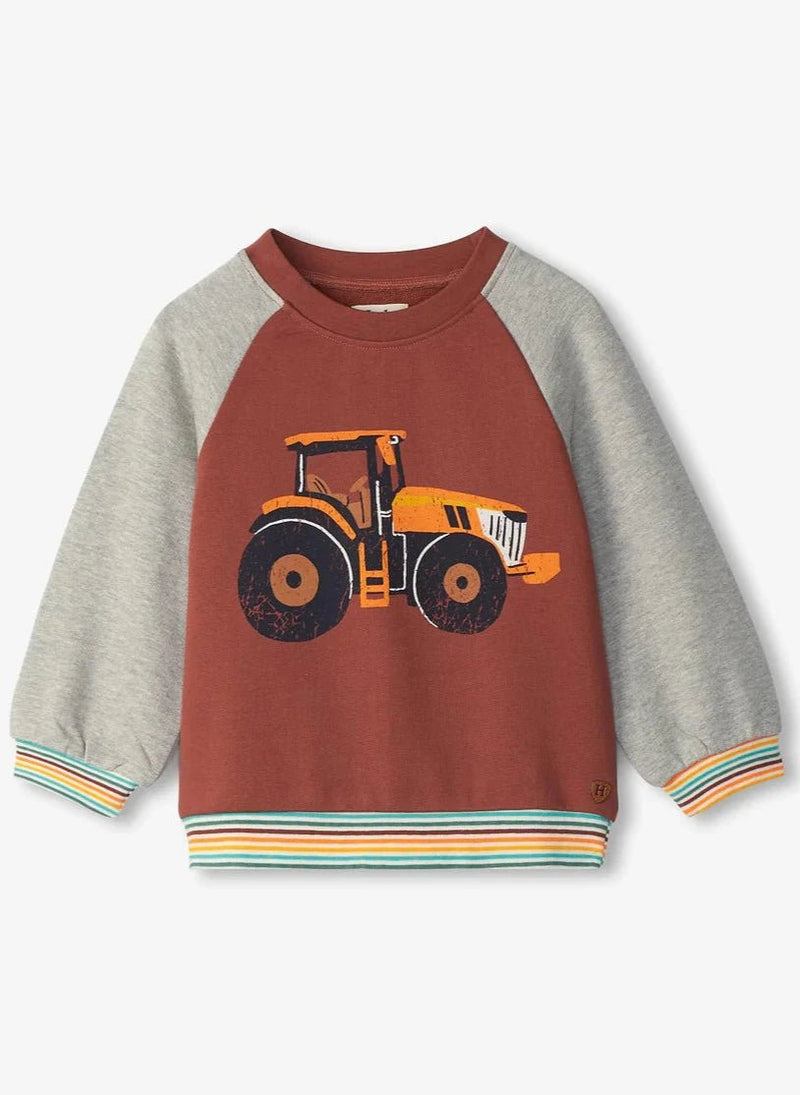 Boys Brown Cotton Tractor Sweatshirt