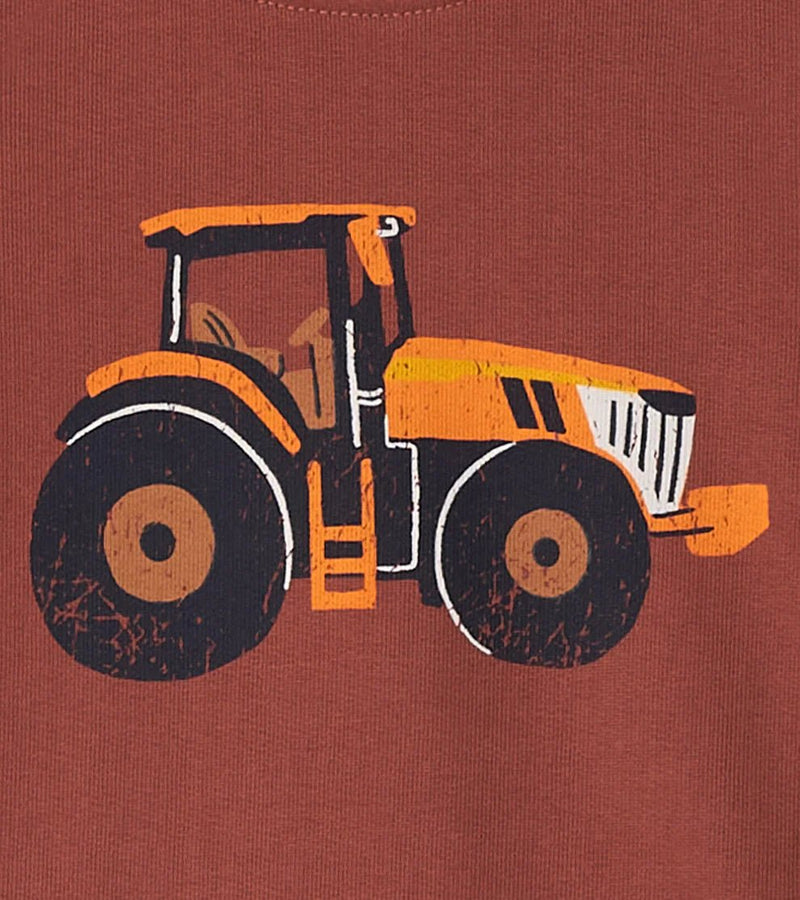 Boys Brown Cotton Tractor Sweatshirt